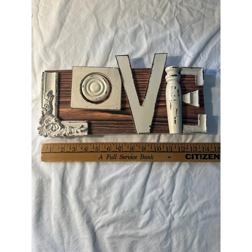 Rustic LOVE Wood Wall Decor Plaque Farmhouse Distressed Architectural SalvageArt